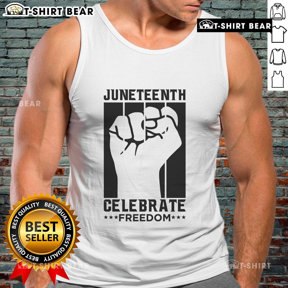 Premium Juneteenth Celebrate Freedom Fist Tank Top showcasing a vibrant design celebrating freedom and unity.