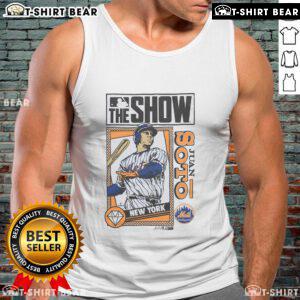 Premium MLB The Show Mets Juan Soto tank top featuring vibrant graphics and a stylish design for baseball fans.
