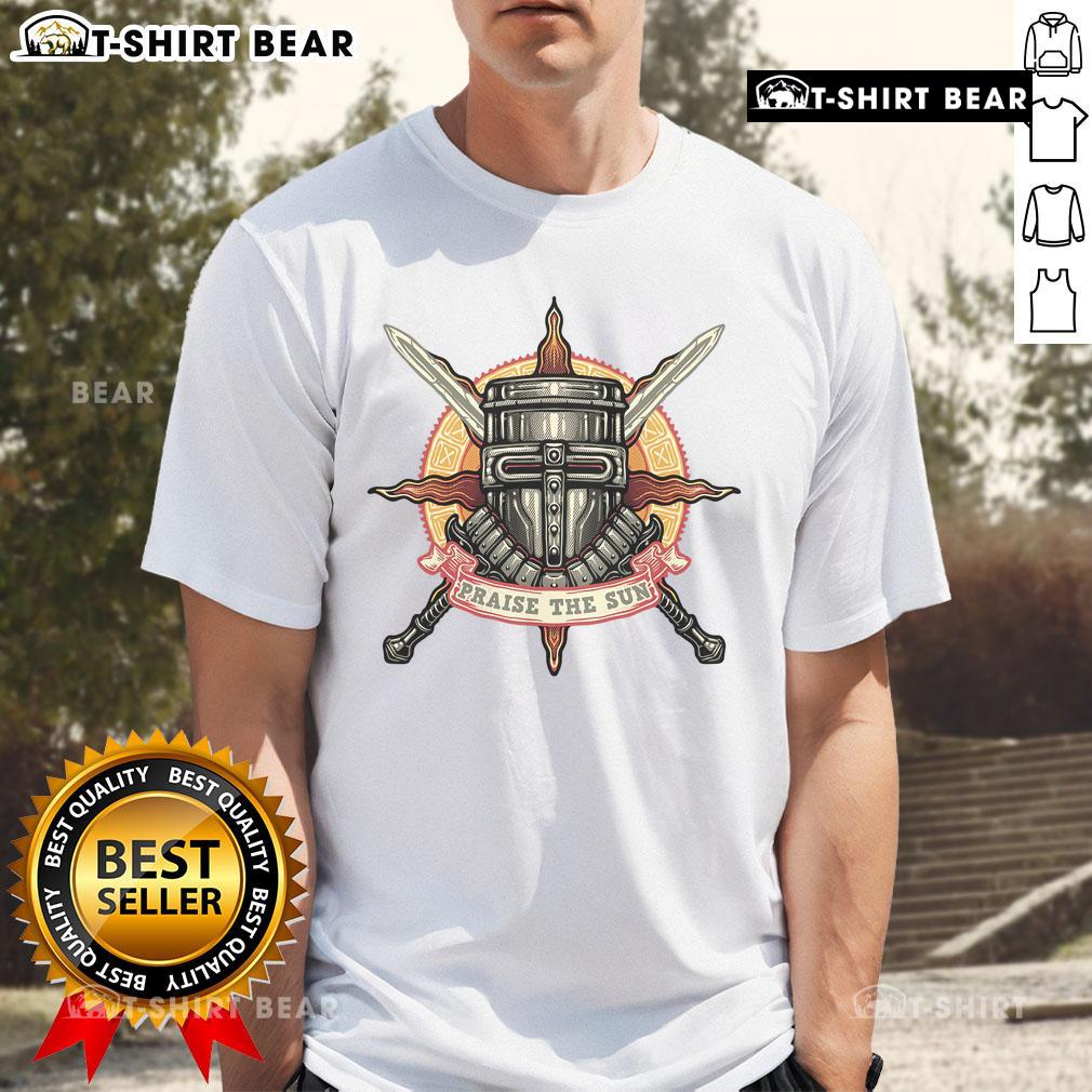 Alt Text: Premium Mark Of The Sunborn Praise The Sun T-Shirt featuring a vibrant sun emblem on a stylish black background.