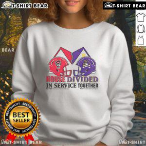 Premium NC State Wolfpack vs East Carolina Pirates house divided sweatshirt, perfect for fans of both teams.
