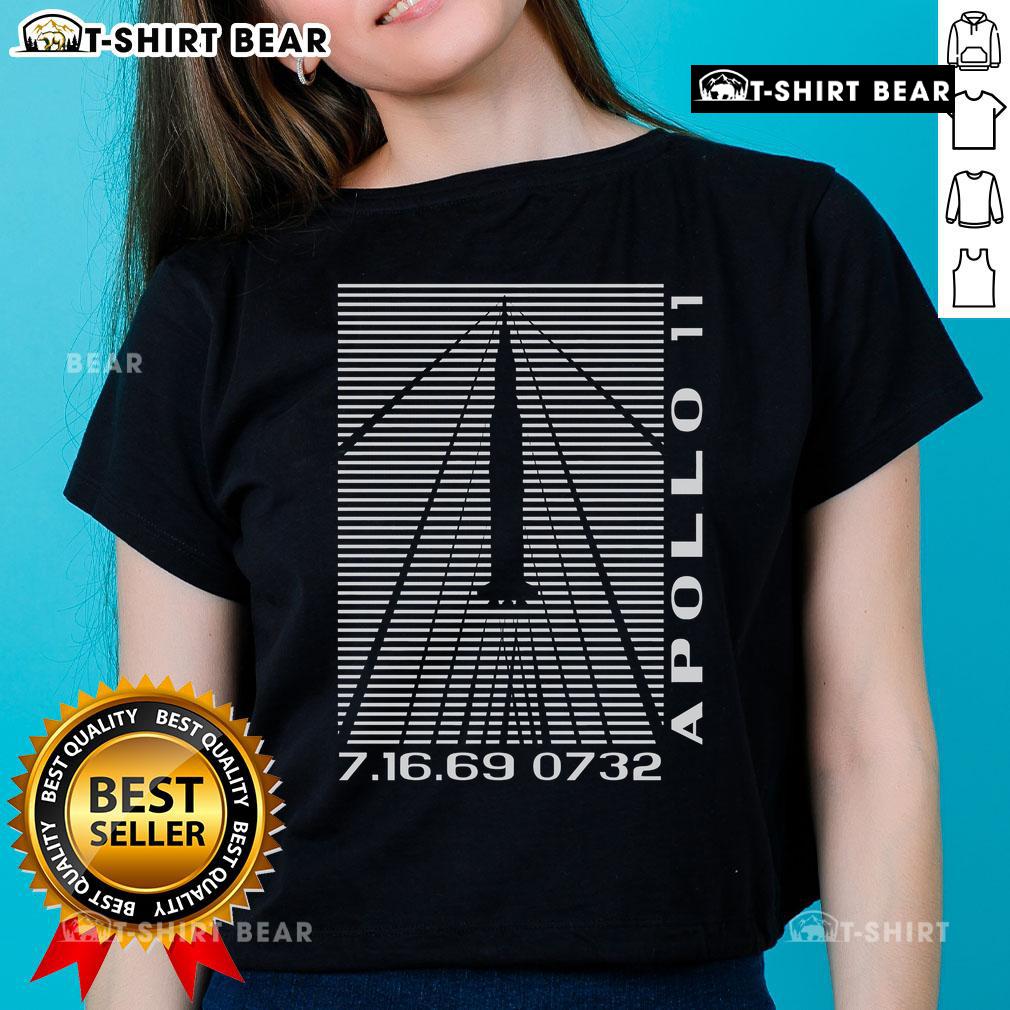 Premium Shockwaves Apollo 11 Retro Space Ladies Tee featuring a stylish design inspired by space exploration.