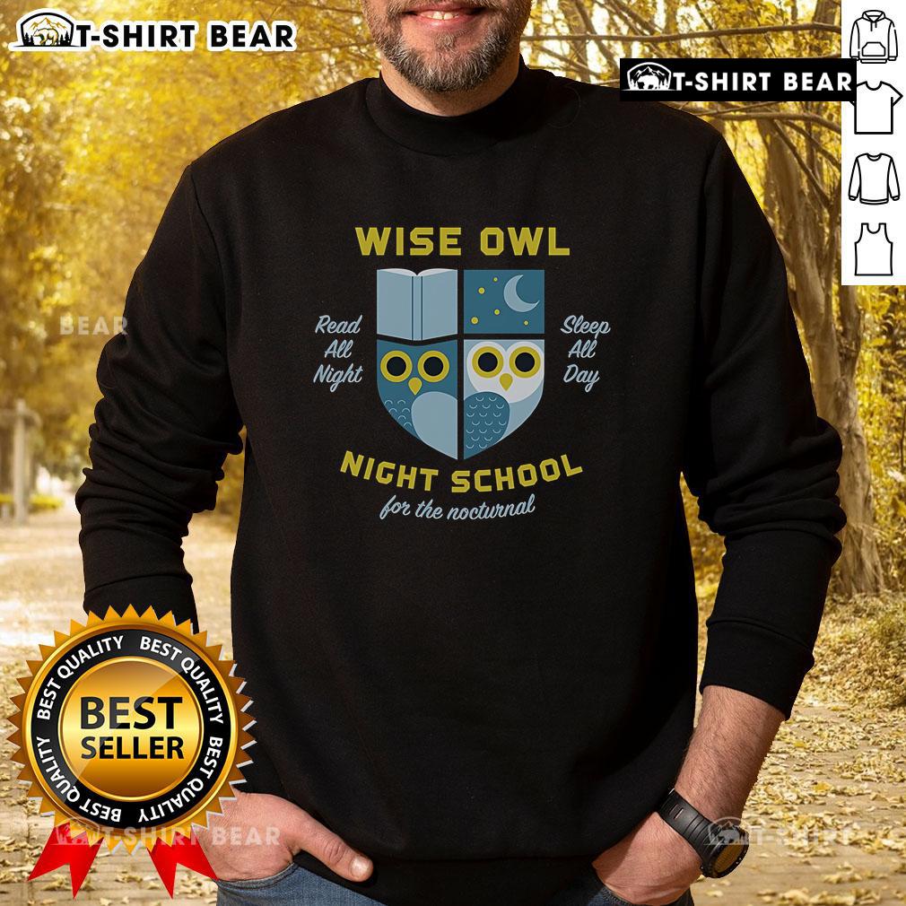 Premium Wise Owl Night School Sweatshirt featuring a cozy design and vibrant owl graphic for stylish nighttime comfort.
