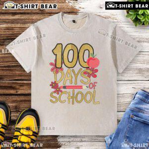 Pretty 100 Days of School washed t-shirt featuring colorful graphics celebrating the milestone in a fun design.