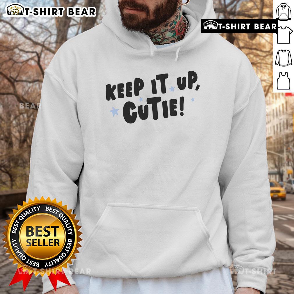 Pretty Anna wearing a Keep It Up Cutie hoodie, showcasing stylish casual fashion for cozy days.