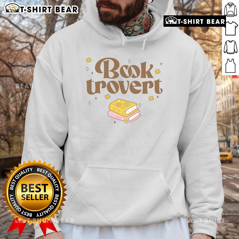 Cozy hoodie featuring a funny quote for book lovers, perfect for booktroverts who enjoy reading in style.