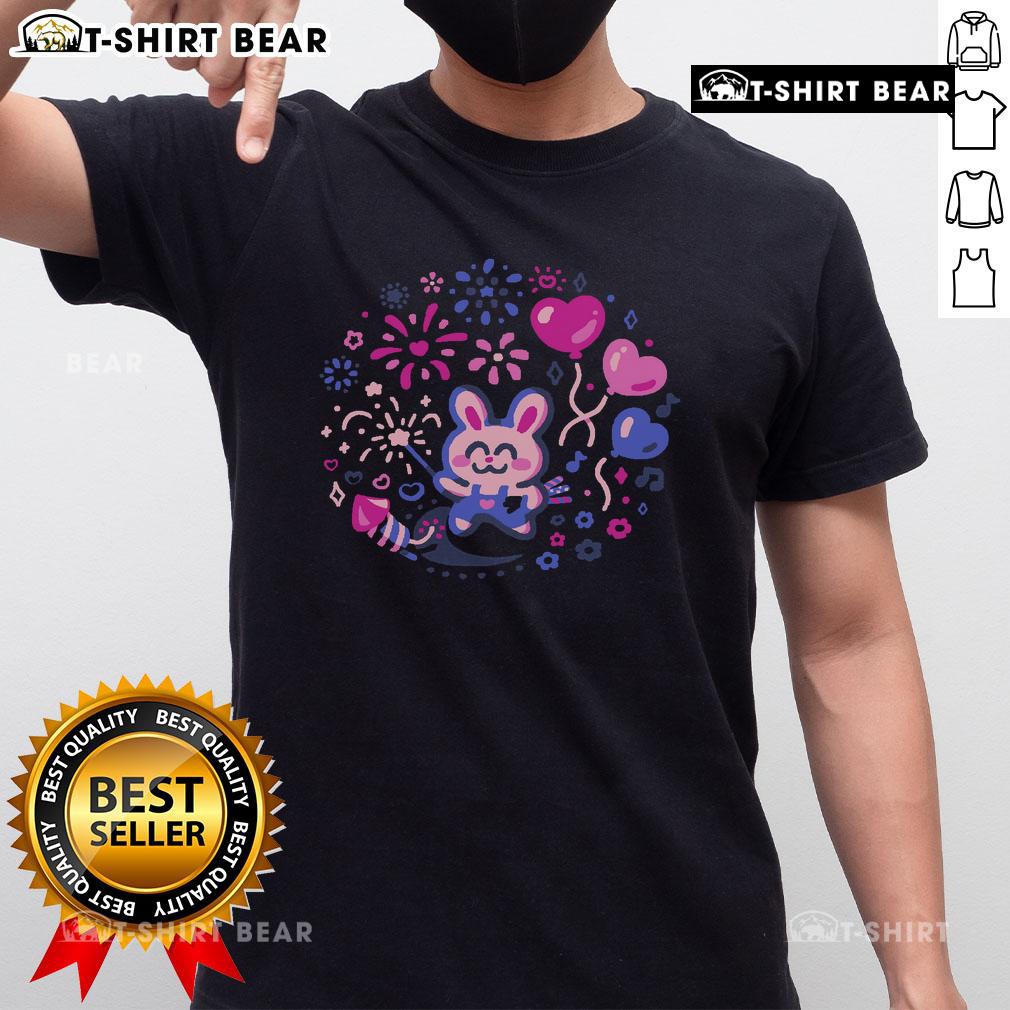 Pretty Bunny Firework Expert Cute T-Shirt featuring a playful bunny design with colorful fireworks, perfect for festive occasions.