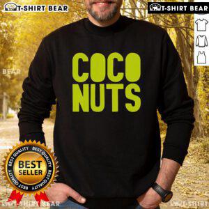 Fashionable Pretty Coco Nuts sweatshirt featuring vibrant tropical graphics, perfect for casual beachwear style.