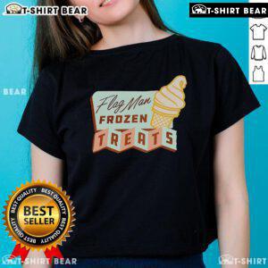 Pretty Flag Man Frozen Treats Ladies Tee featuring vibrant colors and a fun design perfect for summer outings.