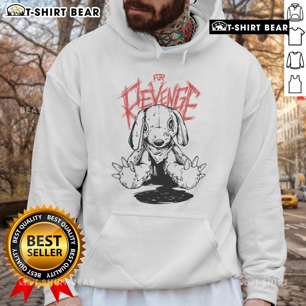 Pretty For Revenge hoodie featuring stuffed animals, symbol of revenge design, perfect for edgy streetwear style.