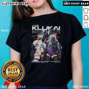 Alt Text: Pretty HK416 Klukai Girls Frontline 2 Exilium Ladies Tee featuring vibrant graphics and comfortable fit for fans.