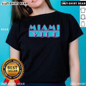 Pretty Miami Vice Ladies Tee featuring vibrant colors and stylish design, perfect for summer fashion and casual wear.