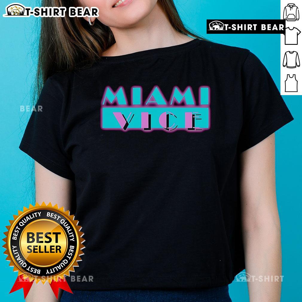 Pretty Miami Vice Ladies Tee featuring vibrant colors and stylish design, perfect for summer fashion and casual wear.