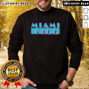 Trendy Pretty Miami Vice sweatshirt featuring vibrant colors and retro design, perfect for casual outings and streetwear fashion.