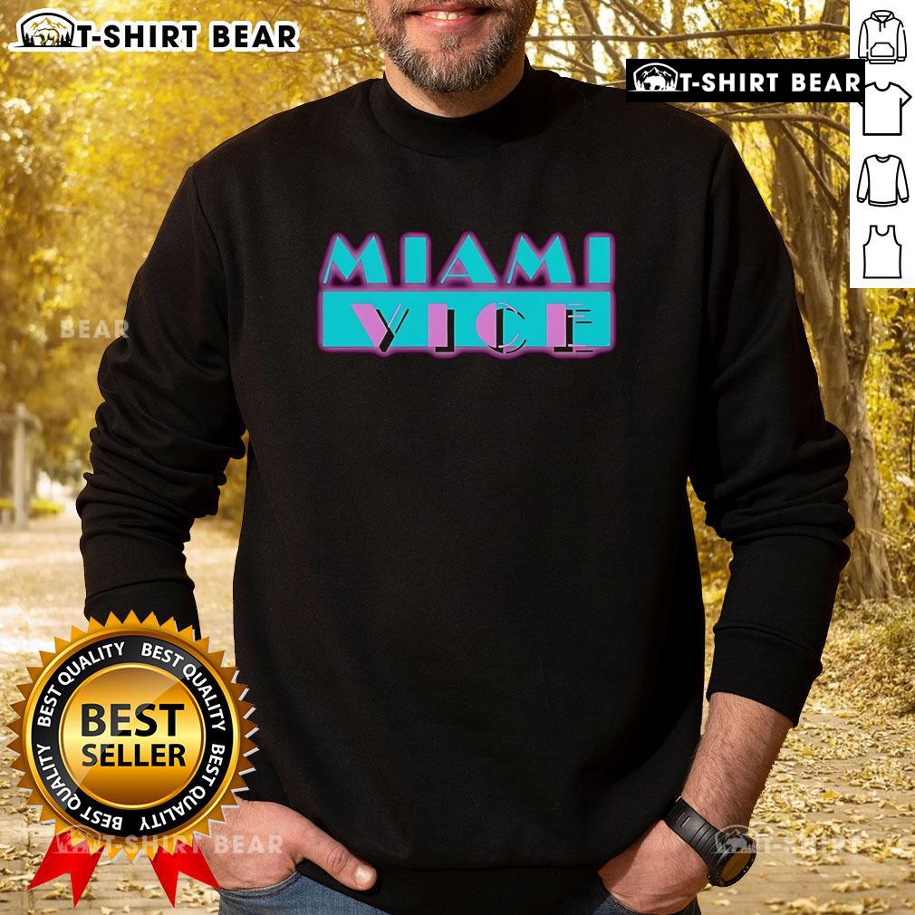Trendy Pretty Miami Vice sweatshirt featuring vibrant colors and retro design, perfect for casual outings and streetwear fashion.