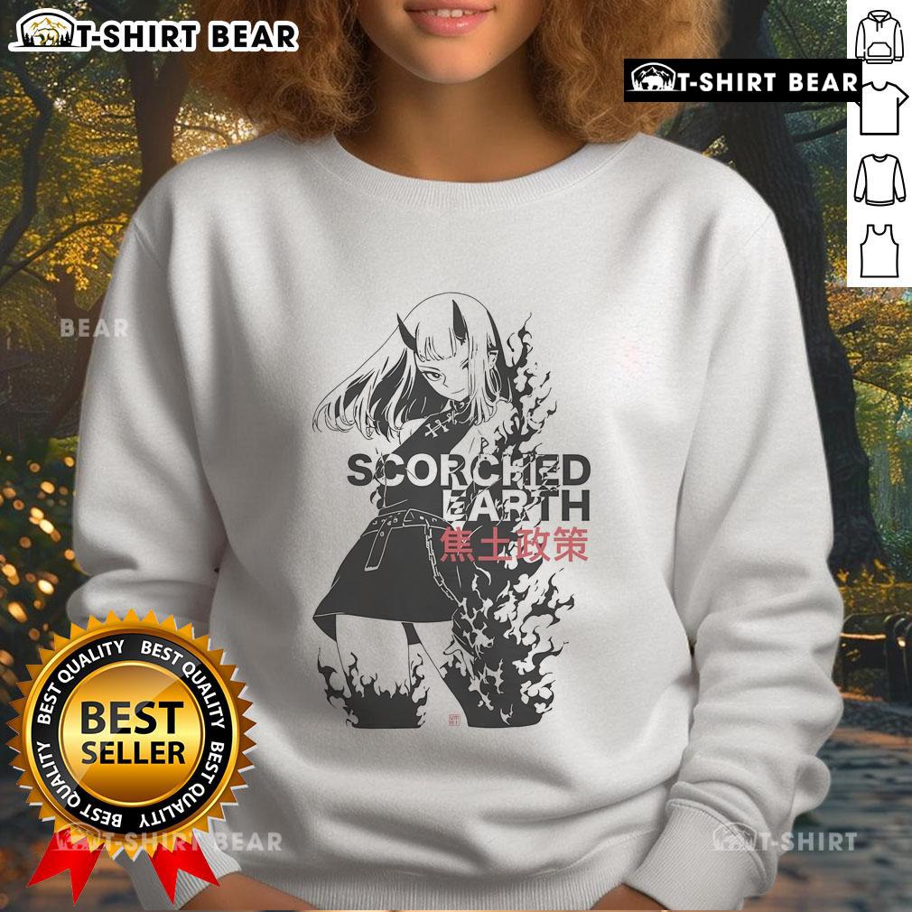 Stylish Pretty Scorched Earth anime sweatshirt featuring vibrant graphics and a comfortable fit for fans of anime fashion.