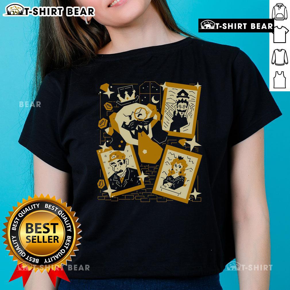 Pretty Tasteful Afterlife Super Mario King Boo painting art on a stylish ladies tee, perfect for gamers and art lovers.