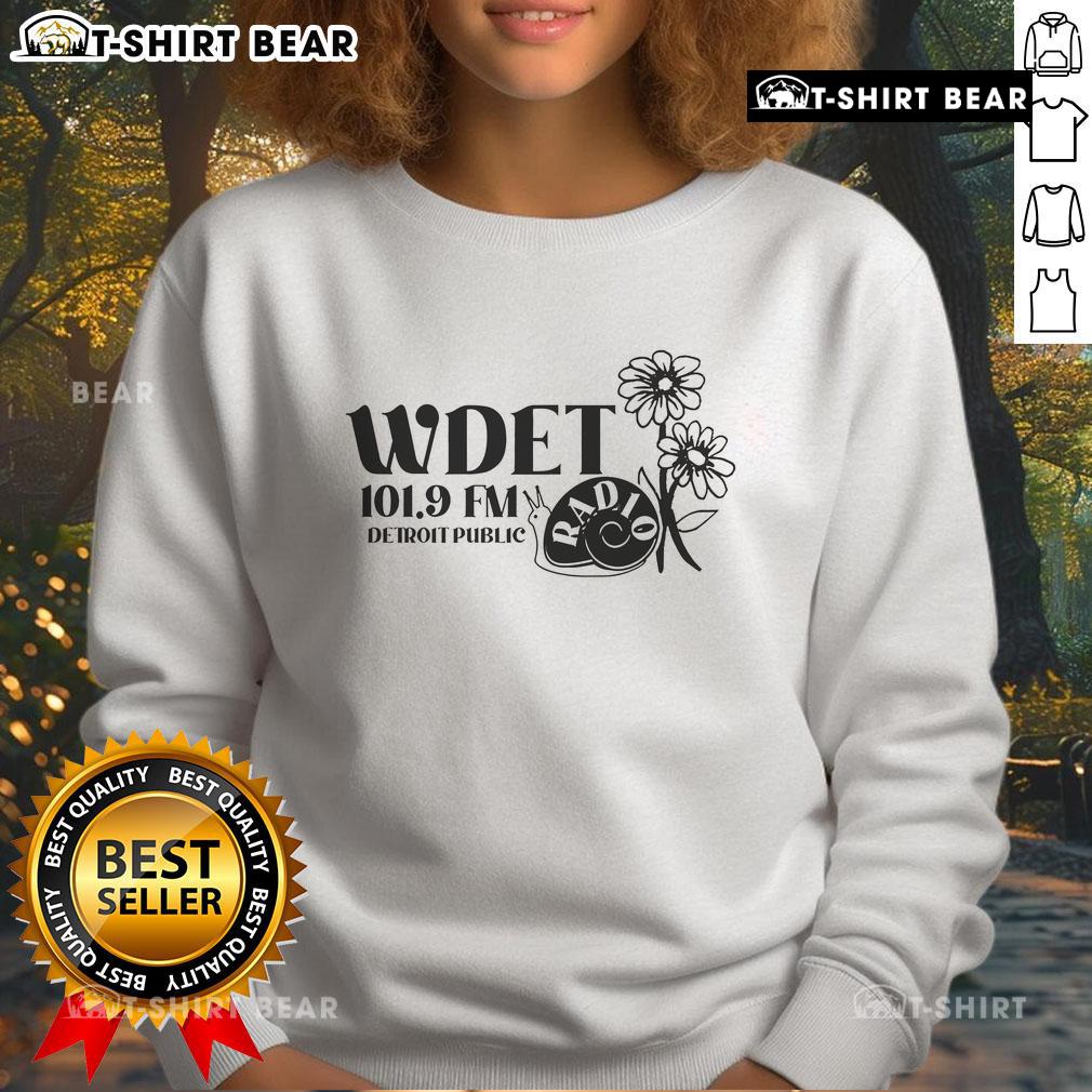 Cozy Pretty WDET 101.9 FM Detroit Public Radio sweatshirt in navy blue, perfect for fans of local radio.
