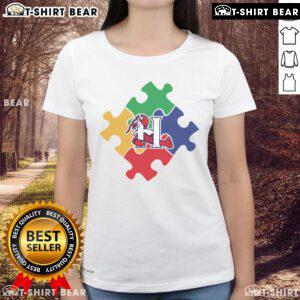 2025 Crawdads Autism Acceptance Night ladies tee, featuring vibrant design promoting autism awareness and community support.