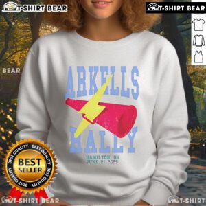 Alt Text: Top Arkells The Rally 2025 event sweatshirt featuring vibrant design and logo, perfect for fans and concert-goers.