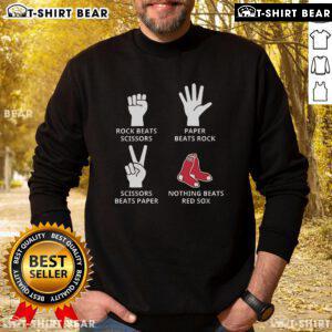 Top Boston Red Sox sweatshirt featuring a fun 'Rock, Paper, Scissors' design, perfect for fans and cozy wear.