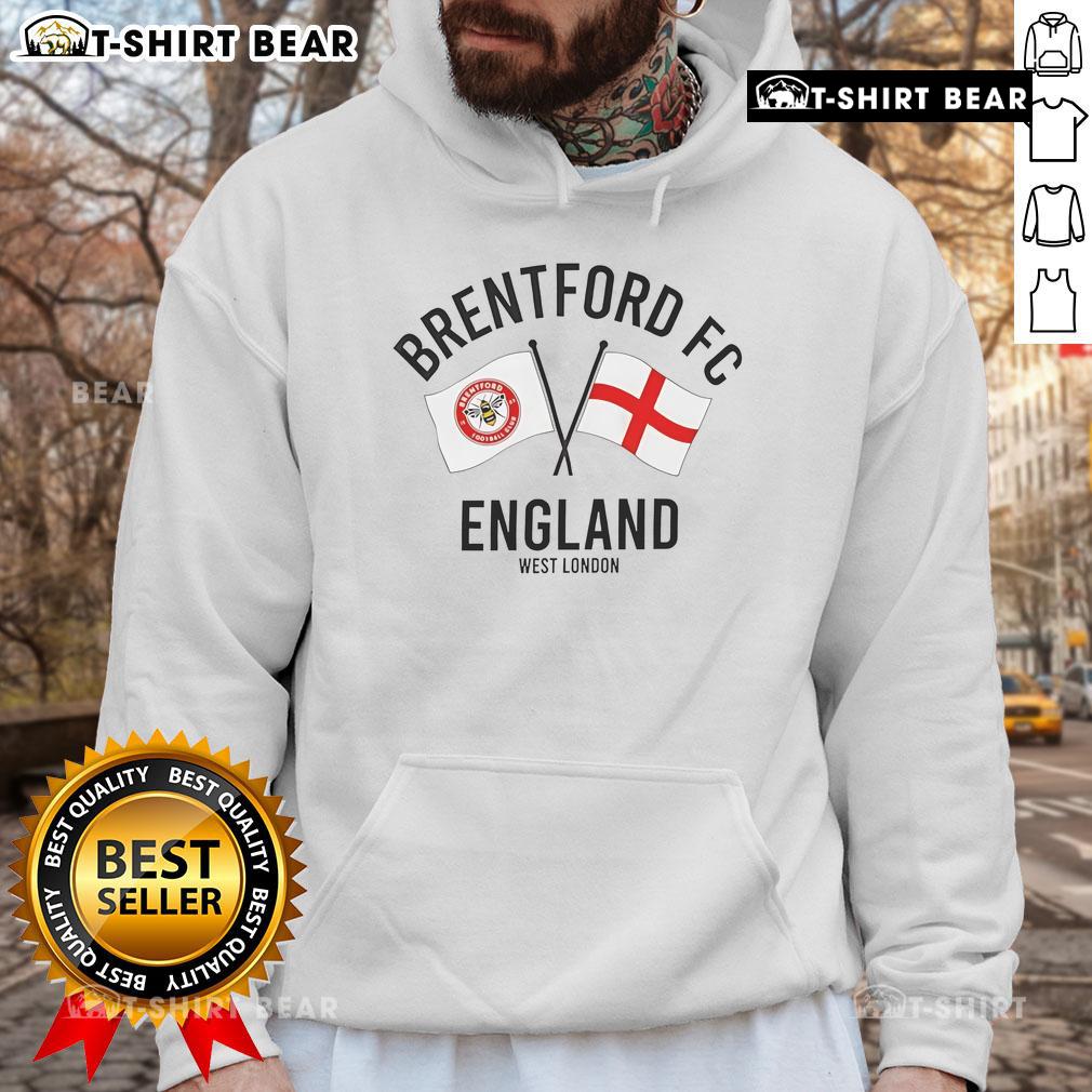 Alt Text: Stylish Brentford FC hoodie featuring the team logo, perfect for fans in West London, England.