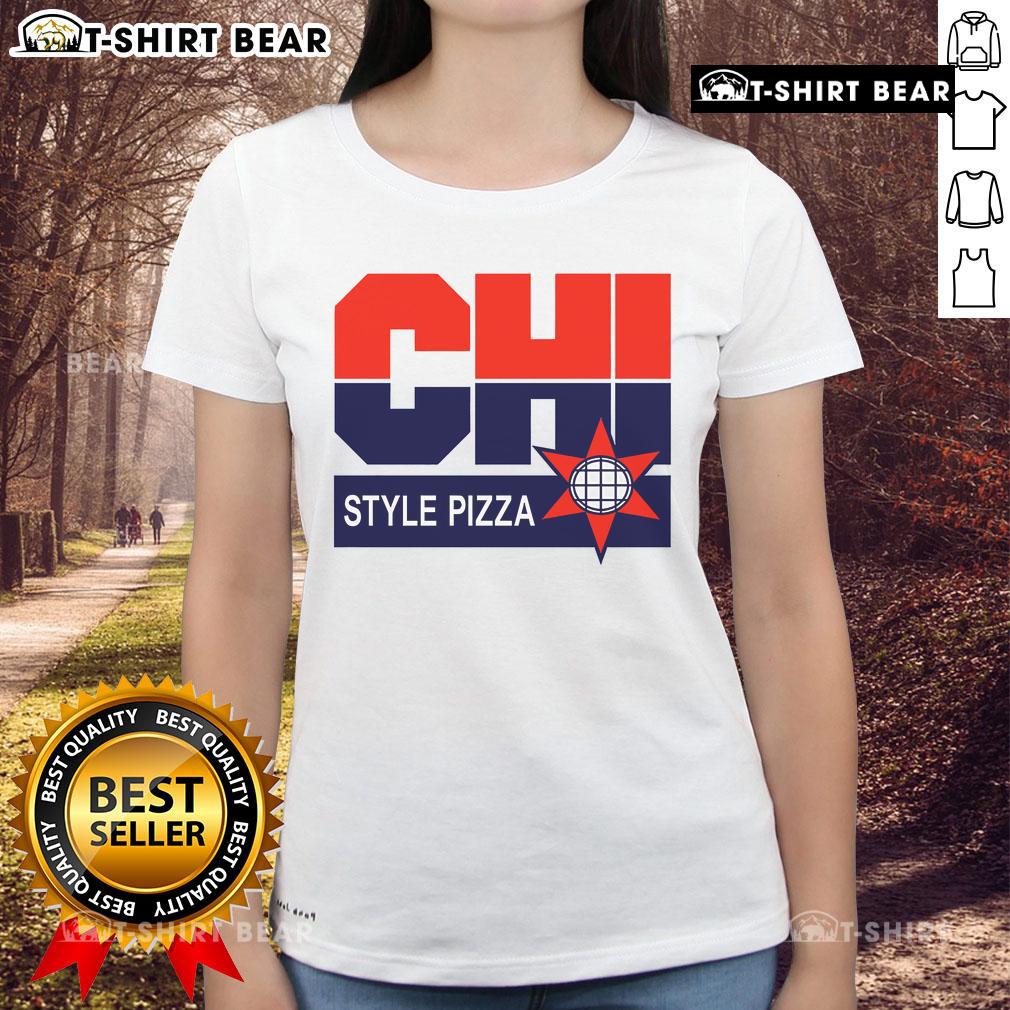 Top CHI Dream Team Style Pizza Ladies Tee featuring vibrant graphics and a trendy design for pizza lovers.