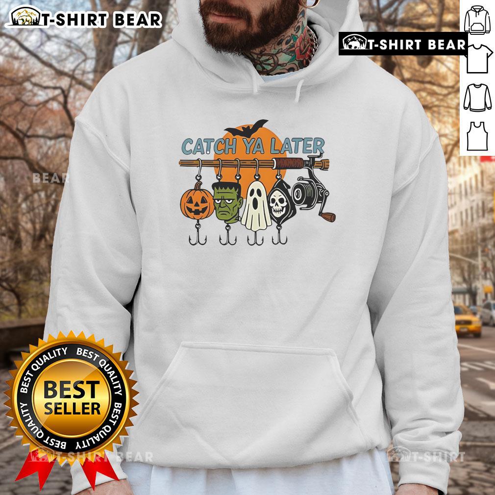 Top Catch Ya Later Halloween Horror Graphic Hoodie featuring spooky designs perfect for Halloween celebrations.