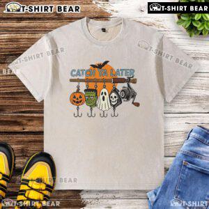 Alt Text: Top Catch Ya Later Halloween Horror Graphic Washed T-Shirt featuring spooky designs perfect for Halloween celebrations.