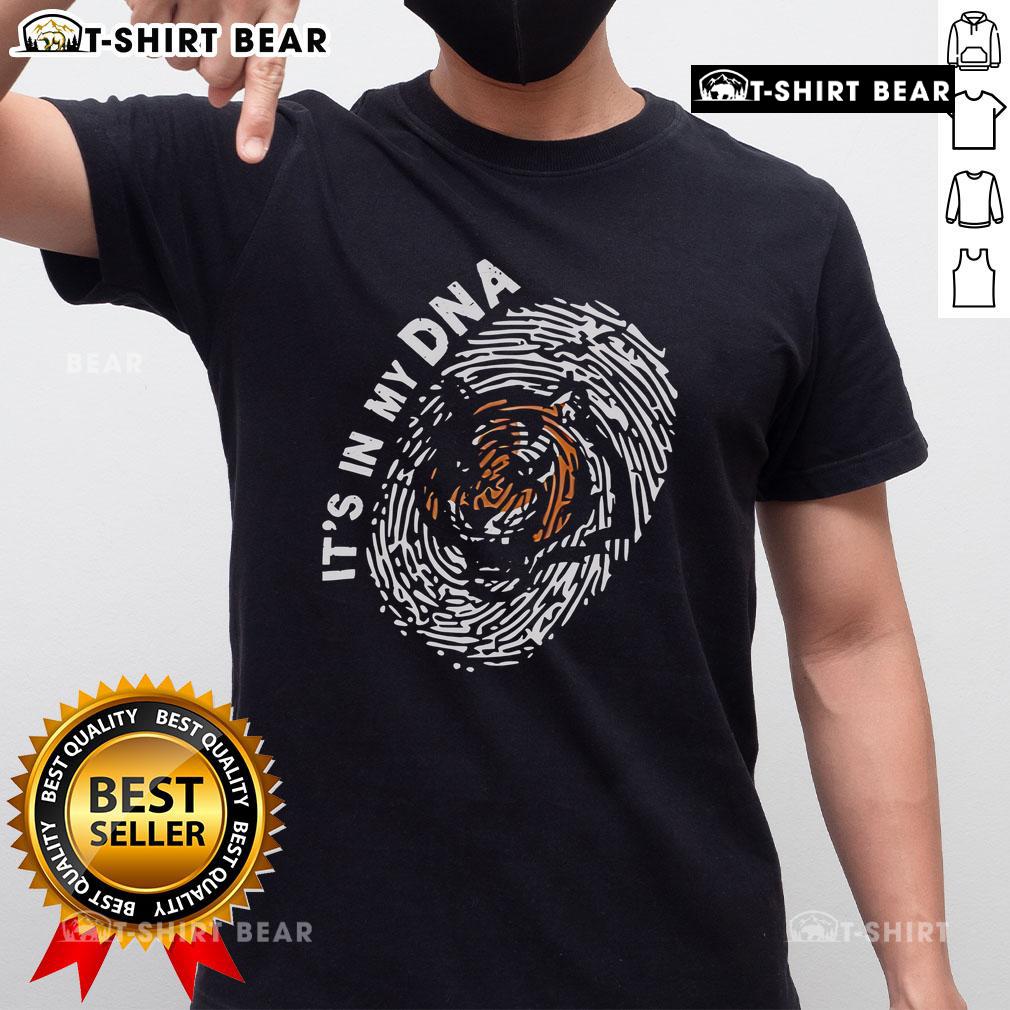 Alt Text: Top Cincinnati Bengals In My DNA logo t-shirt featuring vibrant colors and team branding for fans.