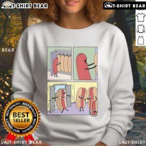 Trendy Top Cool Hot Dog Dress Sweatshirt featuring a fun hot dog print, perfect for casual wear and food lovers.