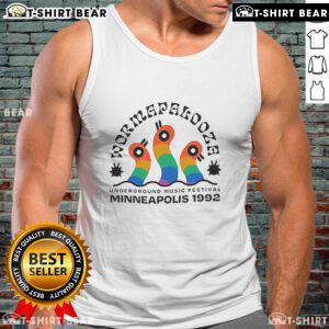 Alt Text: Vintage 1992 Tank Top featuring Top Curlworks Wormapalooza graphic design, perfect for retro fashion enthusiasts.