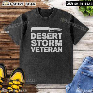 Alt Text: Top Desert Storm Veteran Bullet Washed T-Shirt featuring military-inspired design and distressed vintage finish.
