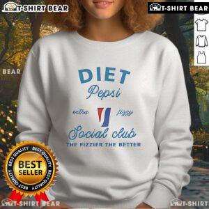 Alt Text: Top Diet Pepsi Social Club sweatshirt featuring 'The Fizzier, The Better' slogan in vibrant colors.