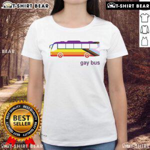 Top Gay Bus LGBT Ladies Tee featuring vibrant colors and a fun design, perfect for pride events and casual wear.