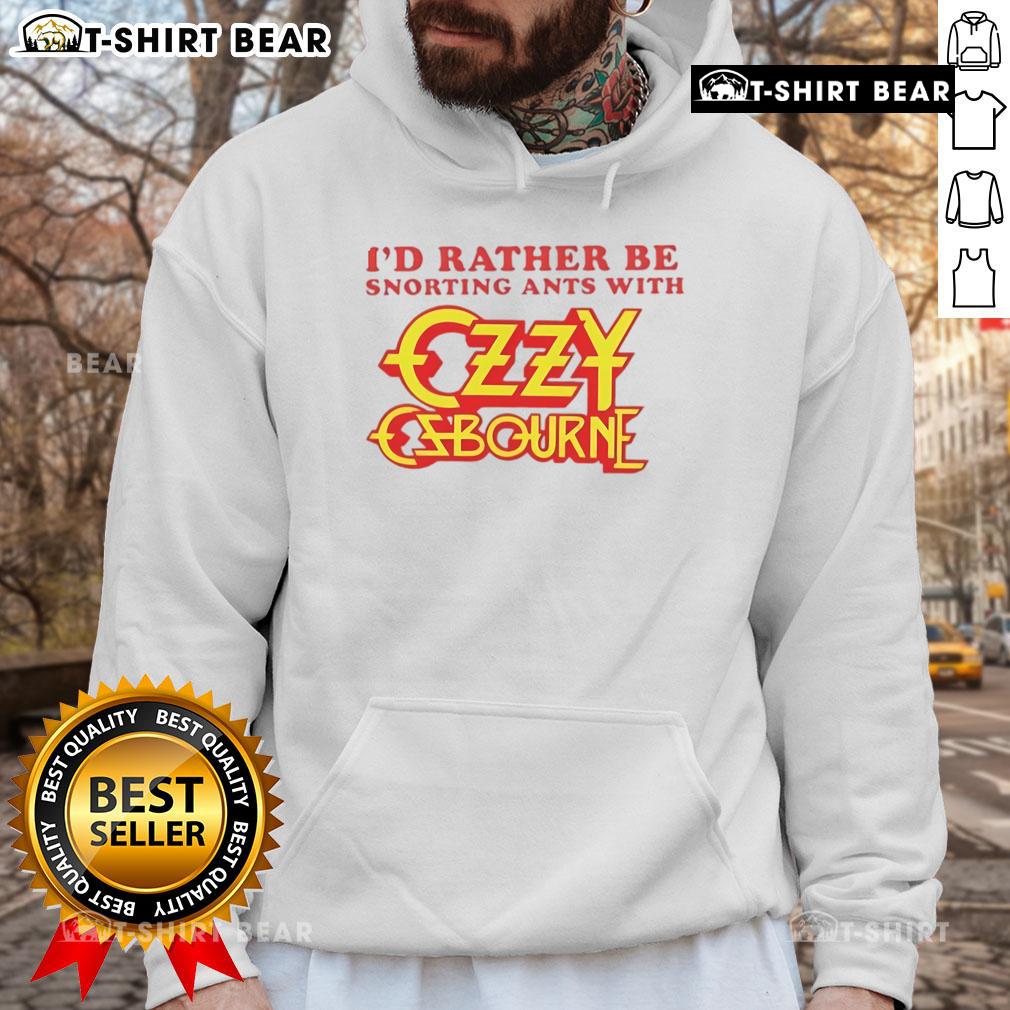 Top Id Rather Be Snorting Ants With Ozzy Osbourne Hoodie design featuring vibrant graphics and a unique rock style.