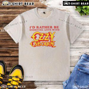 Top I'd Rather Be Snorting Ants with Ozzy Osbourne washed t-shirt featuring a vintage graphic design and soft fabric.