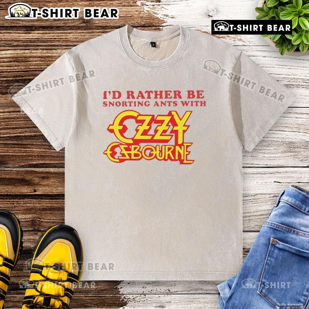 Top I'd Rather Be Snorting Ants with Ozzy Osbourne washed t-shirt featuring a vintage graphic design and soft fabric.