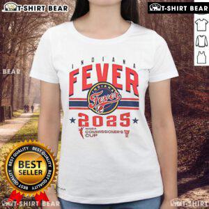Top Indiana Fever WNBA Basketball Commissioners Cup 2025 Ladies Tee showcasing team colors and logo for fans.