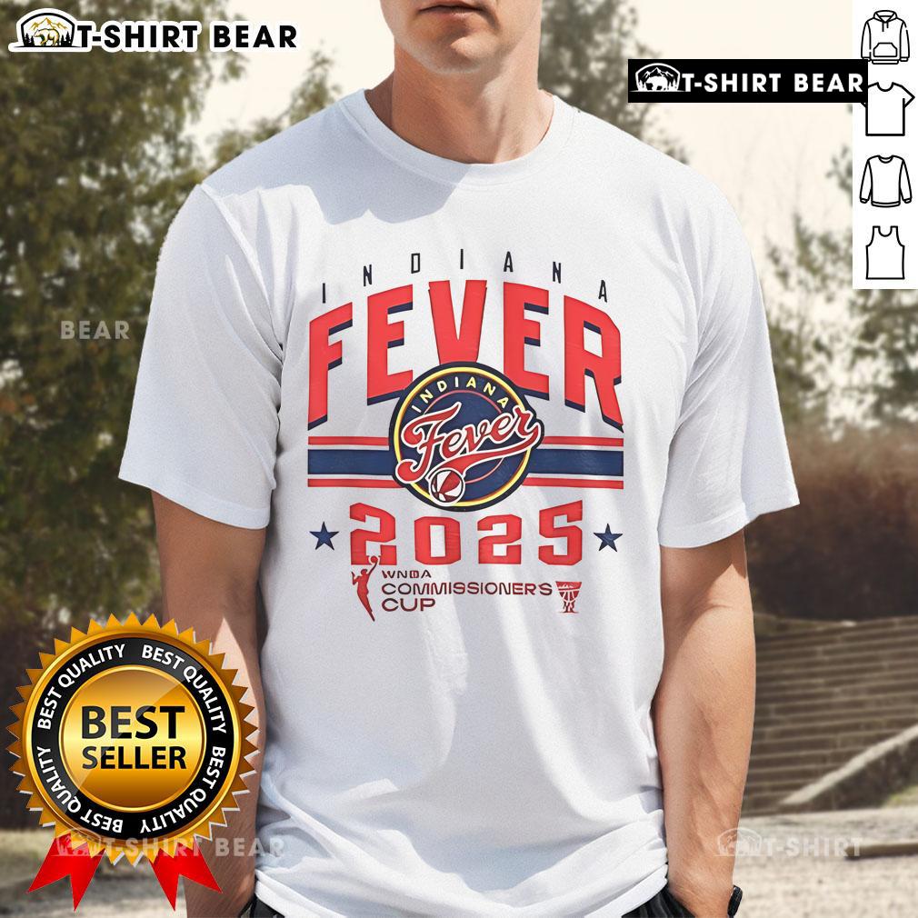Top Indiana Fever WNBA Basketball Commissioners Cup 2025 T-shirt featuring vibrant team colors and logo design.