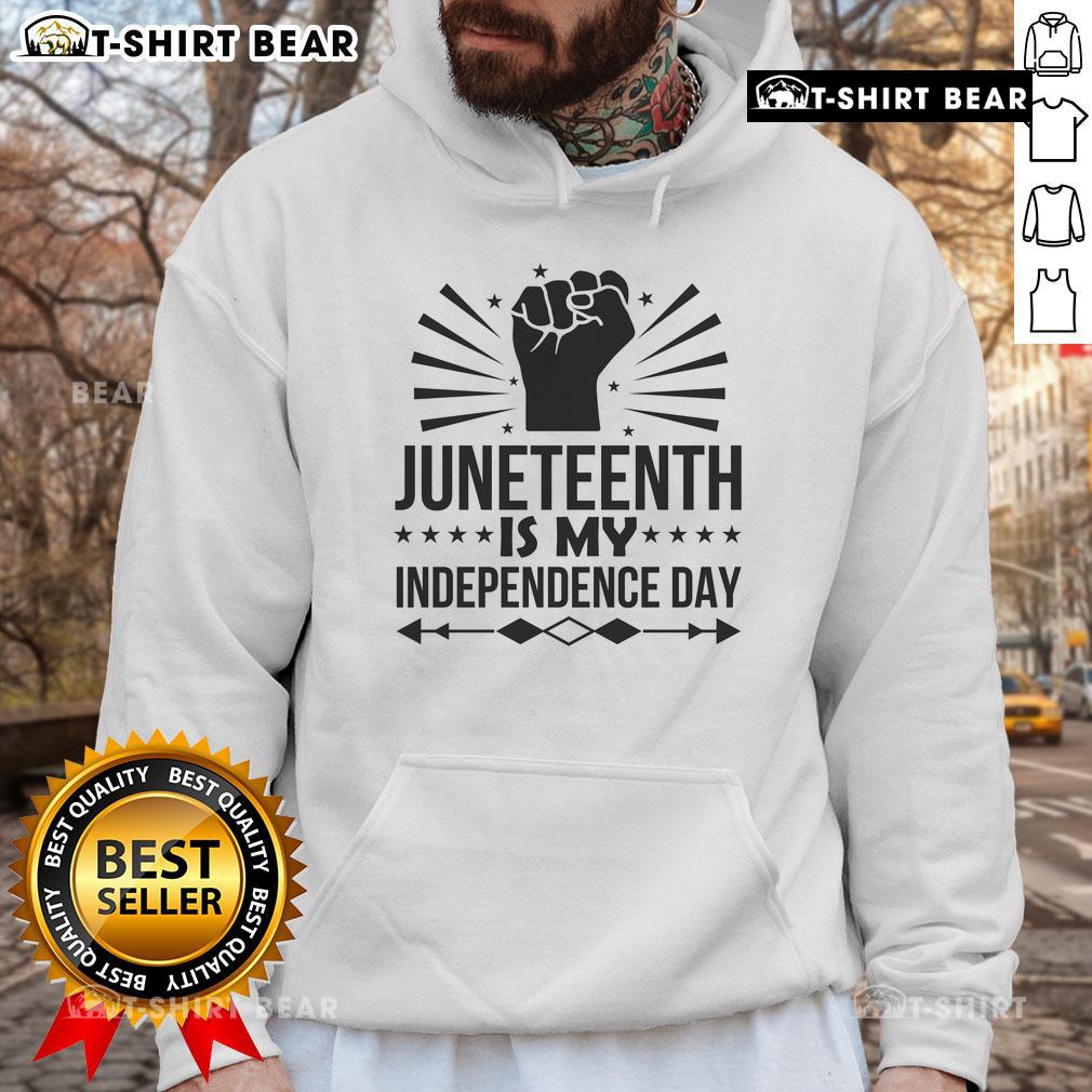 Top Juneteenth Is My Independence Day hoodie featuring bold text, perfect for celebrating Juneteenth in style.
