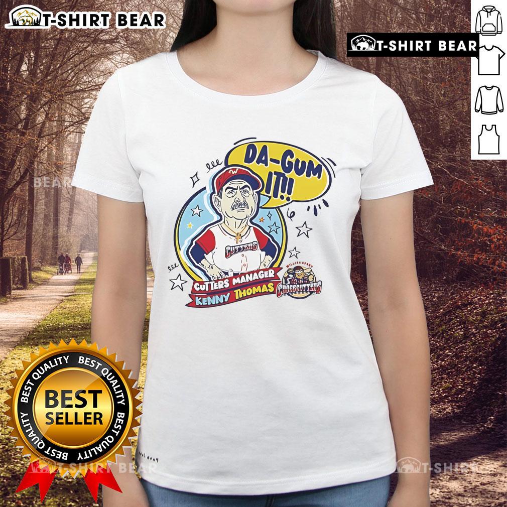 Top Kenny Thomas Da Gum It Cutters Manager Ladies Tee featuring a stylish design for fans of the team.