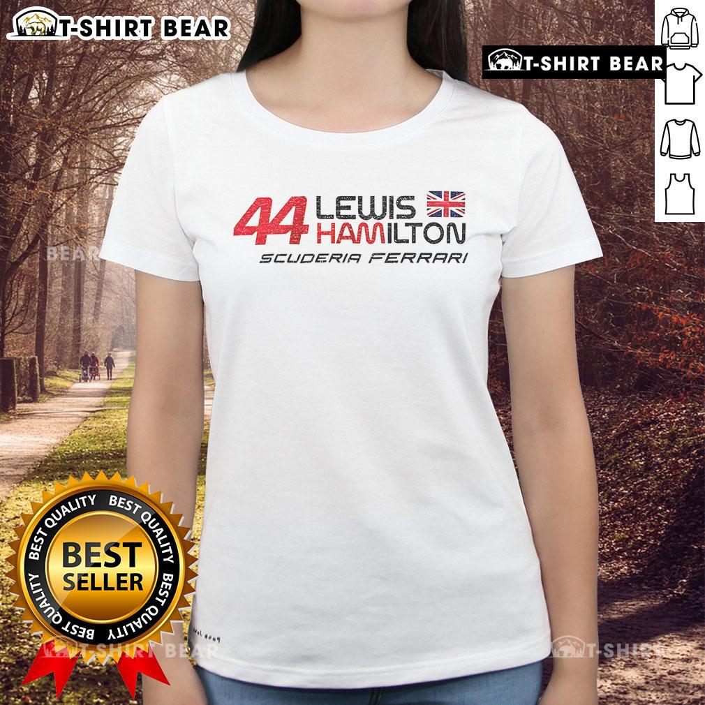 Top Lewis Hamilton 44 Ferrari Season 2025 Racing Ladies Tee featuring vibrant design and comfortable fit for fans.