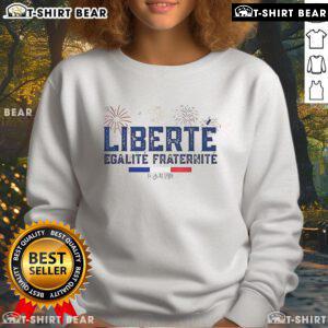 Top Liberte Egalite Fraternite France Sweatshirt with bold text design, perfect for expressing French pride and style.