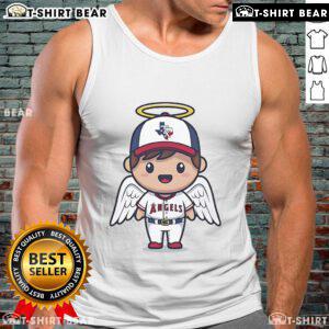 Cartoon tank top featuring the Los Angeles Angels Texas Strong mascot, perfect for fans and casual wear.