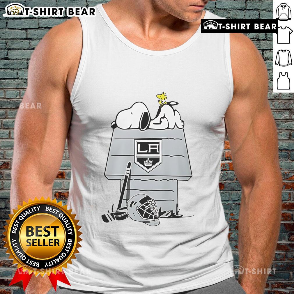 Alt Text: Top Los Angeles Kings NHL hockey tank top featuring Snoopy and Woodstock designs for fans and sports enthusiasts.