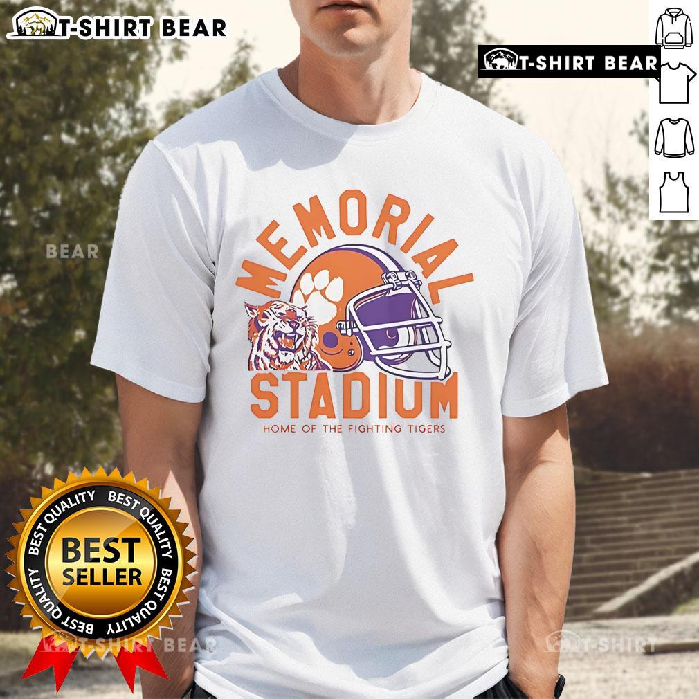 Top Memorial Stadium Home of the Fighting Tigers Football T-Shirt showcasing team pride and spirit for fans.
