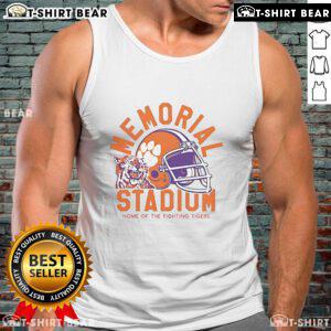 Top Memorial Stadium home of the Fighting Tigers football tank top, showcasing team pride and vibrant colors.