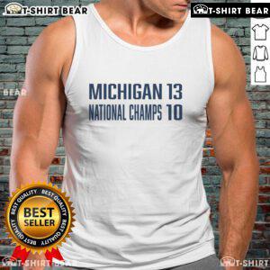 Top Michigan 13 National Champs 10 tank top featuring bold graphics and comfortable fit for sports enthusiasts.