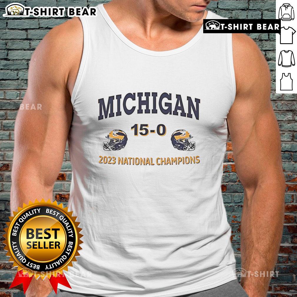 2023 Michigan Wolverines National Champions tank top featuring vibrant team colors and logo, perfect for fans.