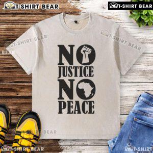 Top No Justice No Peace Africa washed t-shirt showcasing a powerful message on social justice and unity in Africa.